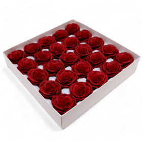 25x Flores de Sabão Artesanal Grandes (7 Camadas) Rosas Vintage - Vermelho de Meia Noite