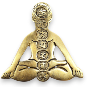 6x Porta-Incenso 7 Chakras do Yoga em Alumínio Dourado 12x12cm