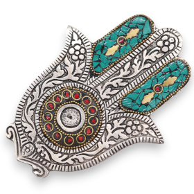 6x Porta-Incenso Hamsa Pequeno Verde 13x5,5cm