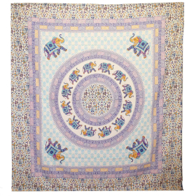 Tapeçaria de Parede / Pareo - Mandala Elefante - Turquesa & Azul