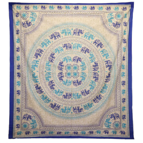 Tapeçaria de Parede / Pareo - Mandala Elefante - Azuis