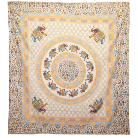 Tapeçaria de Parede / Pareo - Mandala Elefante - Castanho & Azul