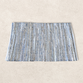 Tapete Grande de Juta em Algodão Reciclado - 130x170cm - Azul