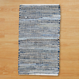 Tapete Médio de Juta em Algodão Reciclado - 90x150cm - Azul