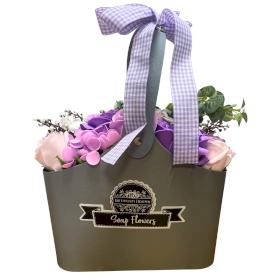 Cesta ramo de flores Sabão- Lila