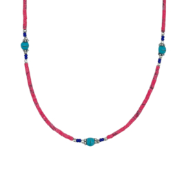 Colar de Pedras Preciosas Extrafinas do Nepal - Coral & Turquesa