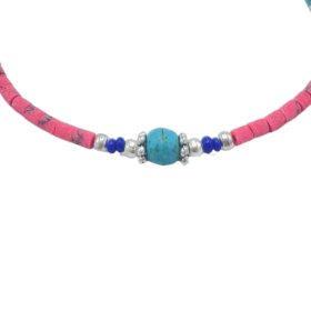 Pulseira de Pedras Preciosas Extrafinas do Nepal - Coral & Turquesa