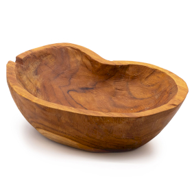 Fruteira em Madeira de Teca de Forma Rugosa Natural - 31x22x8cm