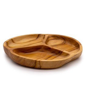 Fruteira em Madeira de Teca Lisa com 3 Secções - 30x4cm