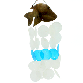 Espanta Espiritosde Coco e Capiz - Golfinhos Azuis - 30cm