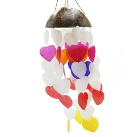 Espanta Espiritos de Coco e Capiz - Corações Grandes - 40cm