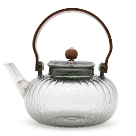 Bule com Infusor de Vidro - Pérola com Nervuras Escuras - 950ml
