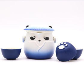 Conjunto de Bule Panda - Três Chávenas - Azul