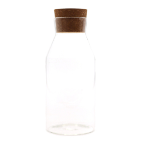 Frasco de Vidro com Tampa de Cortiça - Transparente - 20cm