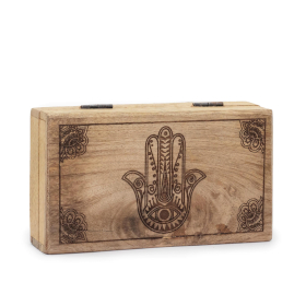 Caixa Quadrada Média 17x10x4,2cm - Hamsa Preto