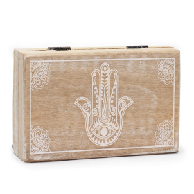 Caixa Retangular Grande 21,5x14x6,3cm - Hamsa Branco