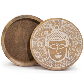 Caixa Redonda Grande 17,5x7,5cm - Cara de Buda Branco