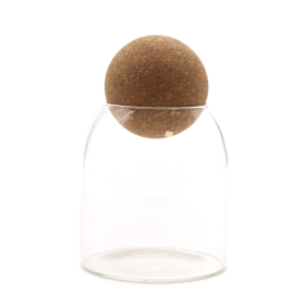 Frasco de Vidro com Tampa de Cortiça Redonda- Transparente - 10cm
