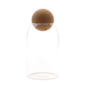 Frasco de Vidro com Tampa de Cortiça Redonda - Transparente 15cm
