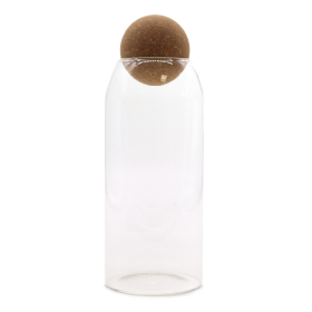 Frasco de Vidro com Tampa de Cortiça Redonda - Transparente - 20cm