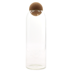 Frasco de Vidro com Tampa de Cortiça Redonda - Transparente - 25cm