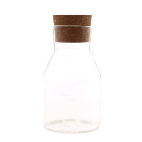 Frasco de Vidro com Tampa de Cortiça - Transparente - 15cm