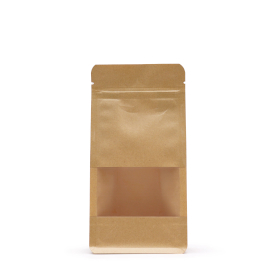 50x Sacos Kraft com Janela Squat 10x20 cm