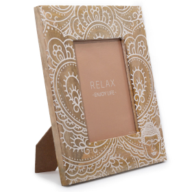 Moldura Grande em Madeira de Manga (para 13x18cm) 28x23x2cm - Buda - Branco