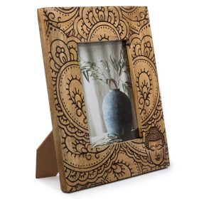 Moldura Grande em Madeira de Manga (para 13x18cm) 28x23x2cm - Buda - Preto