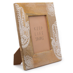 Moldura Grande em Madeira de Manga (para 13x18cm) 28x23x2cm - Hamsa - Branco