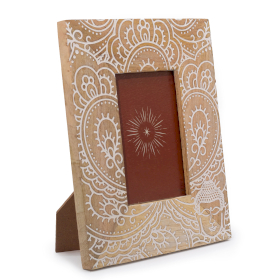 Moldura Média em Madeira de Manga (para 10x15cm) 26x20x2cm - Buda - Branco