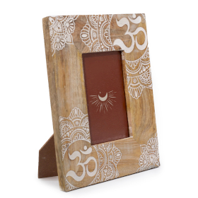 Moldura Média em Madeira de Manga (para 10x15cm) 26x20x2cm - Mandala - Branco