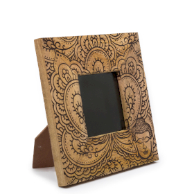 Moldura Pequena em Madeira de Manga (para 10x15cm) 20x20x2cm - Buda - Preto