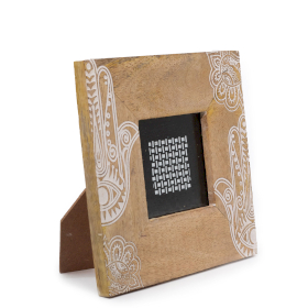 Moldura Pequena em Madeira de Manga (para 10x15cm) 20x20x2cm - Hamsa - Branco