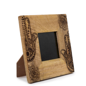 Moldura Pequena em Madeira de Manga (para 10x15cm) 20x20x2cm - Hamsa - Preto