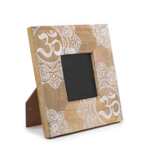 Moldura Pequena em Madeira de Manga (para 10x15cm) 20x20x2cm - Mandala - Branco