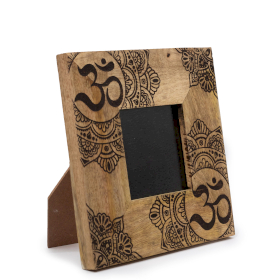 Moldura Pequena em Madeira de Manga (para 10x15cm) 20x20x2cm - Mandala - Preto