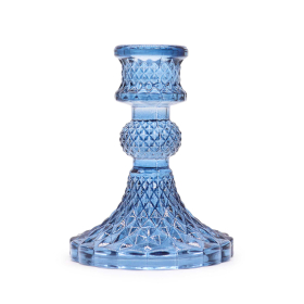 3x Castiçal Vintage para Jantar - Azul Real
