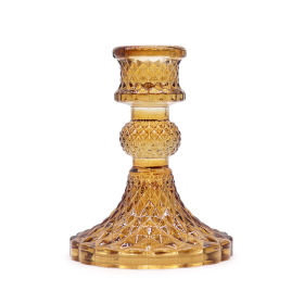 3x Castiçal Vintage para Jantar - Âmbar Antigo