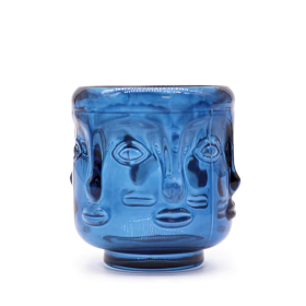 3x Frasco de Vela Faces de Buda - Azul Real