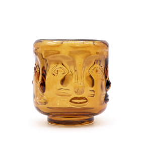 3x Frasco de Vela Faces de Buda - Âmbar Antigo