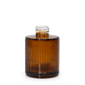 6x Garrafas Difusoras Redondas com Relevo 150ml (Pescoço de 28mm) - Âmbar