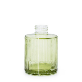 6x Garrafas Difusoras Redondas com Relevo 150ml (Pescoço de 28mm) - Verde Fumado