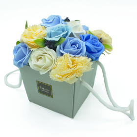 Bouquet Flores Sabão - Rosas Azules e clavel