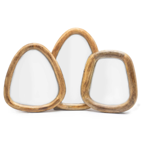 Conjunto de 3 Espelhos em Forma de Seixo - Acabamento em Castanho Escuro