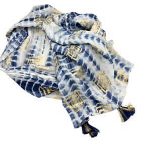 Nomad Sari - Pareo - Azul Tie-Dye & Blocos