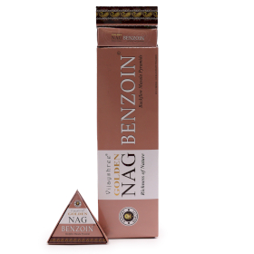 12x Incensos Jumbo Golden Nag 42g - Cones de Fluxo Reverso Benjoim