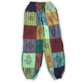 Nomad Sari - Calças Cogumelo - Estampas em Bloco - Verde S/M