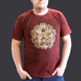T-shirt Pequena Efeito Lavagem - Hamsa - Bordô