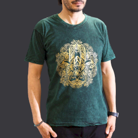 T-shirt Pequena Efeito Lavagem - Hamsa - Verde